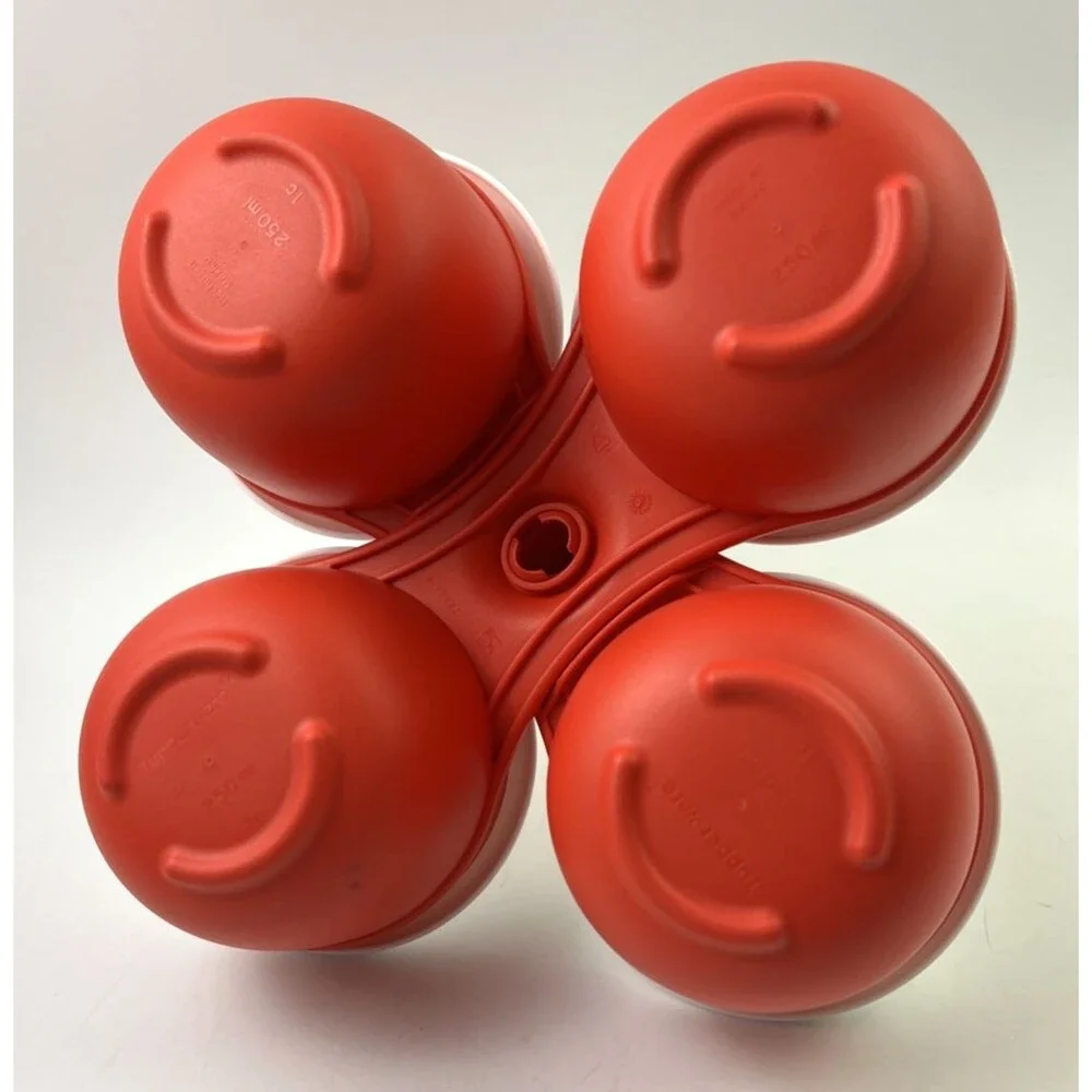 Tupperware Blossom Table Condiment Server Red With White Lids - Complete